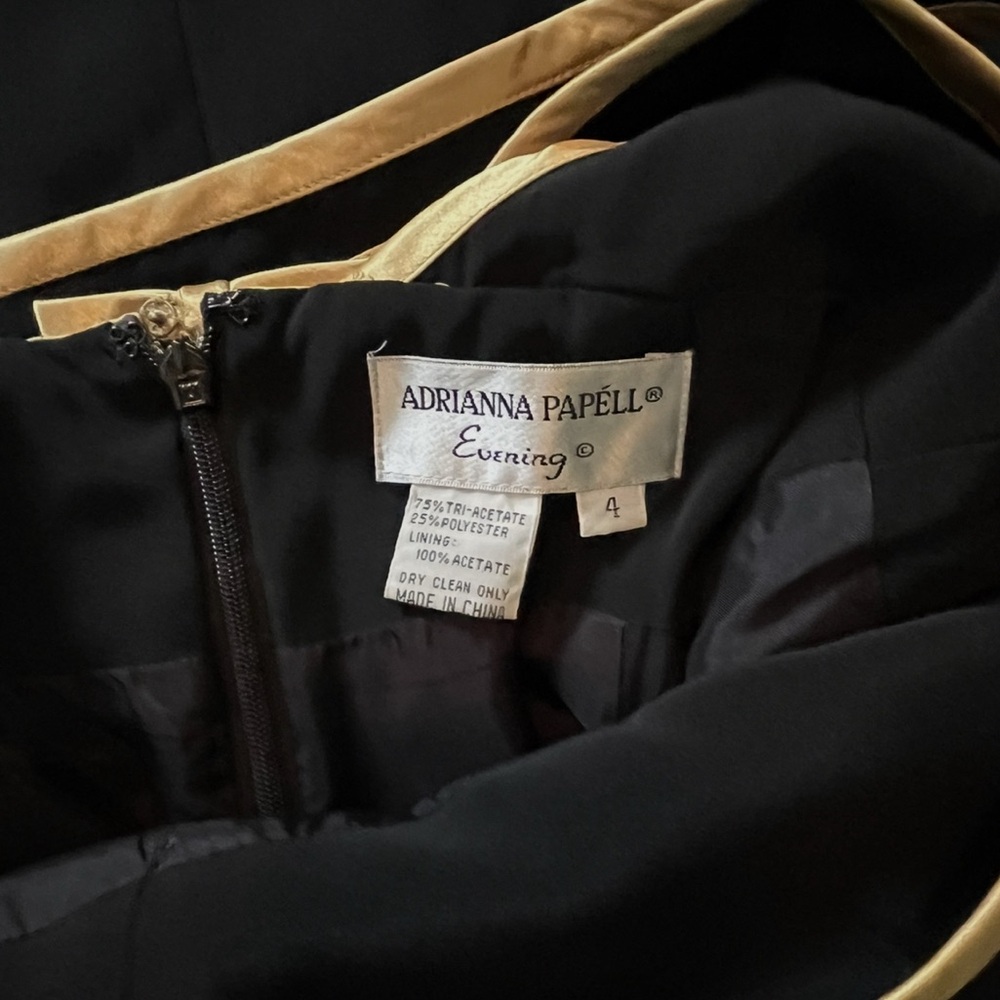ADRIANNA PAPELL Evening Black & Gold Party Cocktail Pencil Dress. Size 4 - Picture 4 of 8